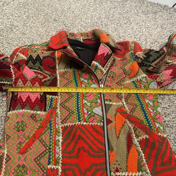 Zara patch work emboridry multi color bikers jacket size S - Picture 12 of 13